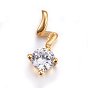 Cubic Zirconia Pendants, with 304 Stainless Steel Findings, Flat Round, Clear