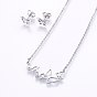 304 Stainless Steel Jewelry Sets, Stud Earrings and Pendant Necklaces, Butterfly