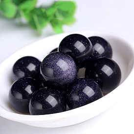 Synthetic Blue Goldstone Crystal Ball, Reiki Energy Stone Display Decorations for Healing, Meditation, Witchcraft