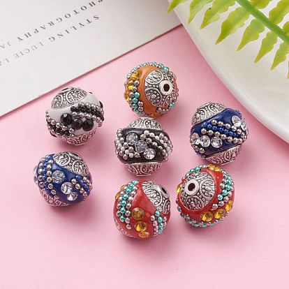 Perles Indonésiennes manuelles, avec des noyaux en alliage, ronde, 15x15x15mm, Trou: 2mm