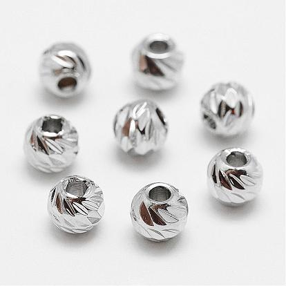 Brass Spacer Beads, Round, Faceted, Cadmium Free & Nickel Free & Lead Free