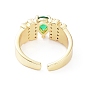 Cubic Zirconia Teardrop Open Cuff Ring, Brass Jewelry for Women