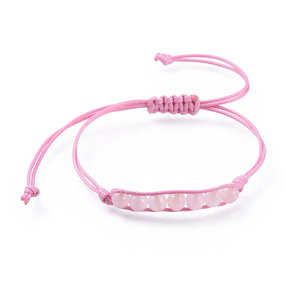 Bracelets réglables de perle de pierre gemme, avec cordon en polyester ciré coréen écologique, facette