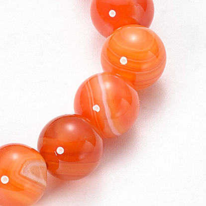 Agates rayées naturelles / bracelets extensibles avec perles d'agate, teint, ronde