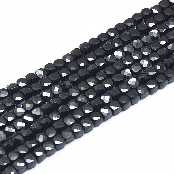 Perlas negras naturales espinela hebras, facetados, cubo
