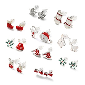 Christmas Theme Brass Stud Earrings