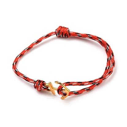 Bracelets de charme en alliage d'ancre, avec cordon en polyester et élasthanne, or