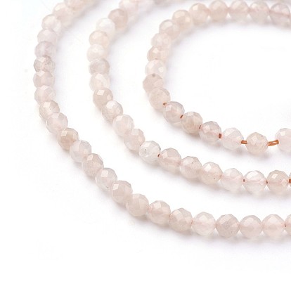 Natural Rainbow Peach Moonstone Beads Strands, Faceted, Round