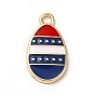American Flag Style Alloy Enamel Pendants, Cadmium Free & Nickel Free & Lead Free, Golden, Egg Charms