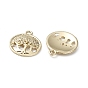 Alloy Pendants, Flat Round with Tree Charm
