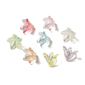 Transparent Acrylic Bead Caps, Lily Flower