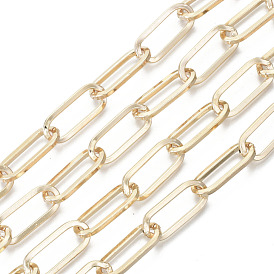 Chaînes de trombones en fer non soudées, chaînes de câble allongées étirées, avec bobine, Ovale Plat