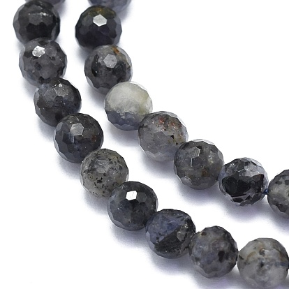 Perlas naturales iolite hebras, rondo, facetado (128 facetas)