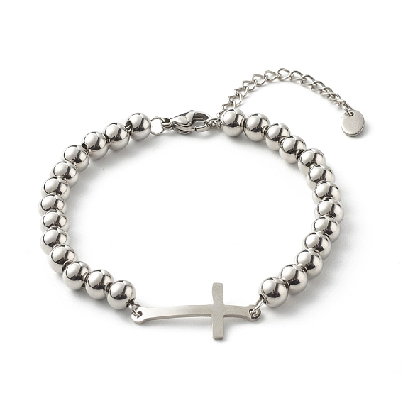 Cross Link Bracelets for Men Women, with 202 Stainless Steel Ball Chains