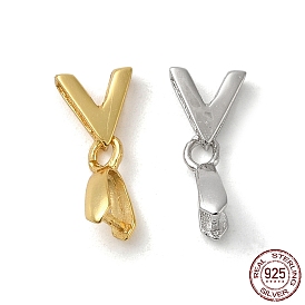 925 Sterling Silver Ice Pick Pinch Bails, with S925 Stamp, Letter V