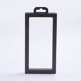 Plastic Frame Stands, with Transparent Membrane, For Ring, Pendant, Bracelet Jewelry Display, Rectangle