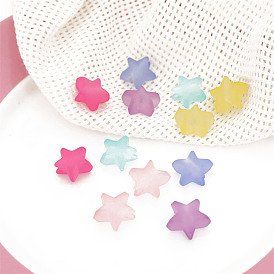 Rubberized Style Transparent Acrylic Beads, Star