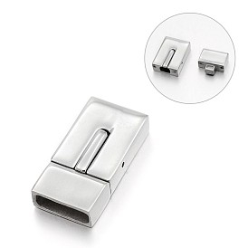 Matte 304 Stainless Steel Rectangle Bayonet Clasps, 23x12x6mm, Hole: 10x3mm
