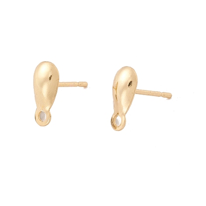 304 Stainless Steel Stud Earring Findings, with Horizontal Loop, Teardrop