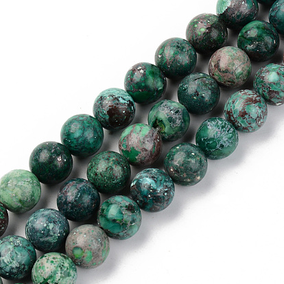 Brins de perles turquoises américaines naturelles, teints et chauffée, ronde