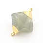 Соединители звеньев флюорита драгоценного камня, с позолоченным нахождения латуни, алмаз, 22~29x19~23 мм, отверстие : 2 мм