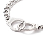 201 Stainless Steel Handcuff Link Bracelet with Curb Chains for Men Women