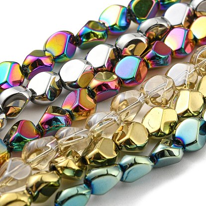 Full Plated Electroplate Glass Beads Strands, Faceted Polygon