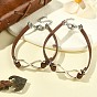 Infinity Tibetan Style Allloy Link Bracelets, with Leather Cord for Woman Men