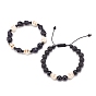 2 pcs 2 ensemble de bracelets de perles tressées crâne de pierres précieuses mélangées naturelles et synthétiques de style pcs, bracelets réglables halloween pour femmes