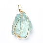 Natural & Synthetic Gemstone Pendants, with Real 18K Gold Plated Eco-Friendly Copper Wire, Nuggets