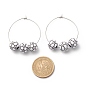 Boucles d'oreilles créoles à perles rondes en acrylique sur le thème du sport, 316 bijoux chirurgicaux en acier inoxydable pour femmes