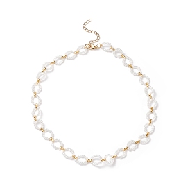 Collier de perles de verre, collier enroulé avec anneau tressé pour femme