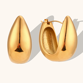 Minimalist Chic Stainless Steel 18K Gold Plated Rounded U-Shaped Pocket Hoop Earrings for Women