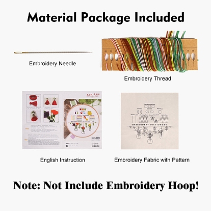 DIY Embroidery Kit, including Embroidery Needles & Thread, Linen Cloth