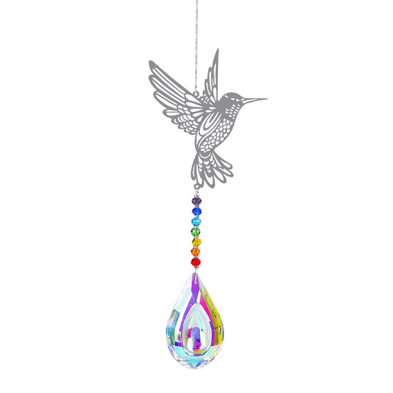 Grandes décorations de pendentif en métal, capteurs de soleil suspendus, thème chakra k9 cristal verre, colibri