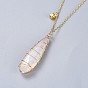 Natural Quartz Crystal Pendants Necklaces and Dangle Earrings Jewelry Sets, with 316 Surgical Stainless Steel Findings and Brass Chains, Drop