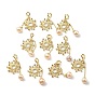 Decoraciones colgantes de perlas naturales de agua dulce, adorno de pedrería de latón de girasol con cierres de anillo de resorte