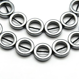 Non-magnetic Synthetic Hematite Donut Beads Strands, Grade AA, 12x4mm, Hole: 1mm, about 30pcs/strand, 16 inch