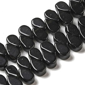 Natural Black Mahogany Obsidian Beads Strands, Teardrop, Top Drilled