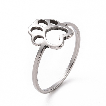 201 кольцо из нержавеющей стали с отпечатком лапы, полое широкое кольцо для женщин