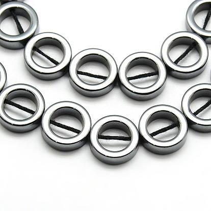Non-magnétiques hématite synthétiques perles de beignet brins, AA grade, 12x4mm, Trou: 1mm, Environ 30 pcs/chapelet, 16 pouce