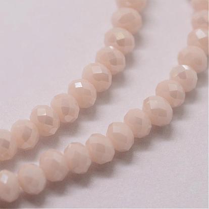 Electroplate Glass Bead Strands, Rondelle, Faceted