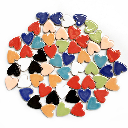 Porcelain Mosaic Tiles, Heart Shape Mosaic Tiles, for DIY Mosaic Art Crafts, Picture Frames