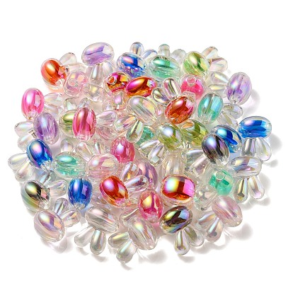 UV Plating Rainbow Iridescent Acrylic Beads, Two Tone Bead in Bead, Rabbit Head