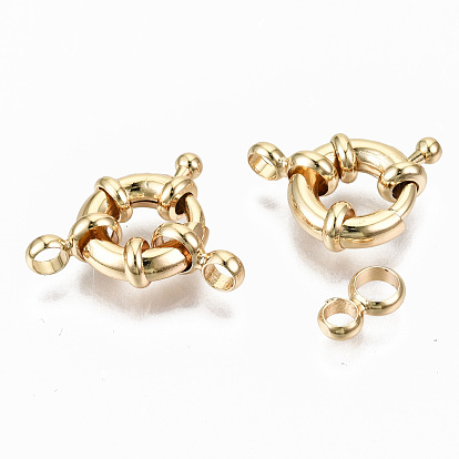 Brass Spring Ring Clasps, with Bail Beads/Tube Bails, Nickel Free