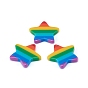 Plastic Stripe Pendants, Rainbow Star Charms