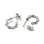 Bamboo Joint Ring 304 Stainless Steel Stud Earrings, with 316 Surgical Stainless Steel Pin