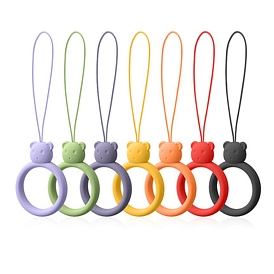 Ring with Bear Shapes Silicone Mobile Phone Finger Rings, Finger Ring Short Hanging Lanyards