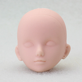 Plastic Doll Head Sculpt, with Double-fold Eyelid, DIY BJD Heads Toy Practice Makeup Supplies