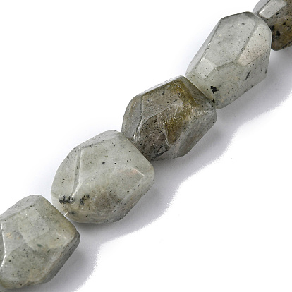 Natural Labradorite Beads Strands, Faceted, Nuggets